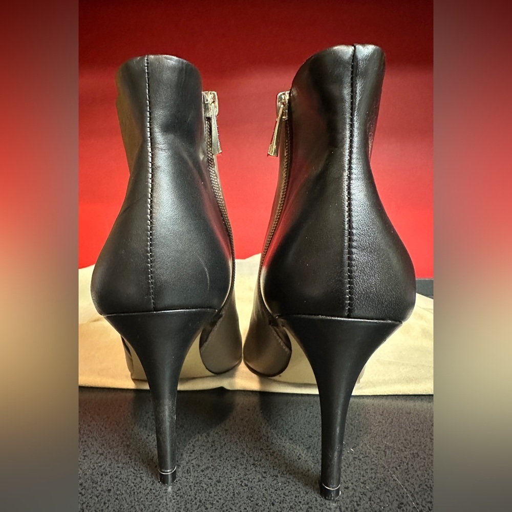 Ann Taylor Ankle Booties Black & Taupe Leather 3.5” Stiletto Heels Women’s Sz 9M - Picture 4 of 13